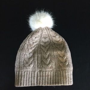 New White House Black Market Pom-Pom Beanie - Oatmeal Color